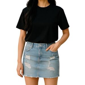 Express Light Wash Distressed Mini Skirt Size 6